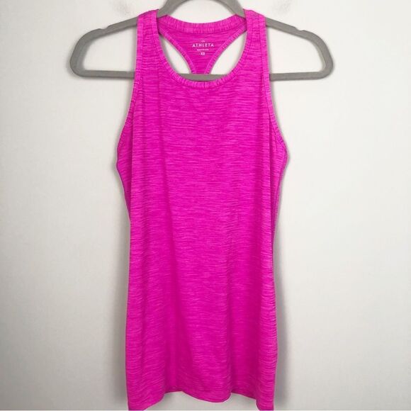 ATHLETA | Chi Shadow Stripe Bright Pink Skinny Racerback Tank Women’s Size XS - Picture 2 of 11